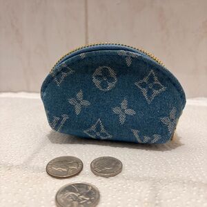 Denim Monogram Coin Pouch - Blue